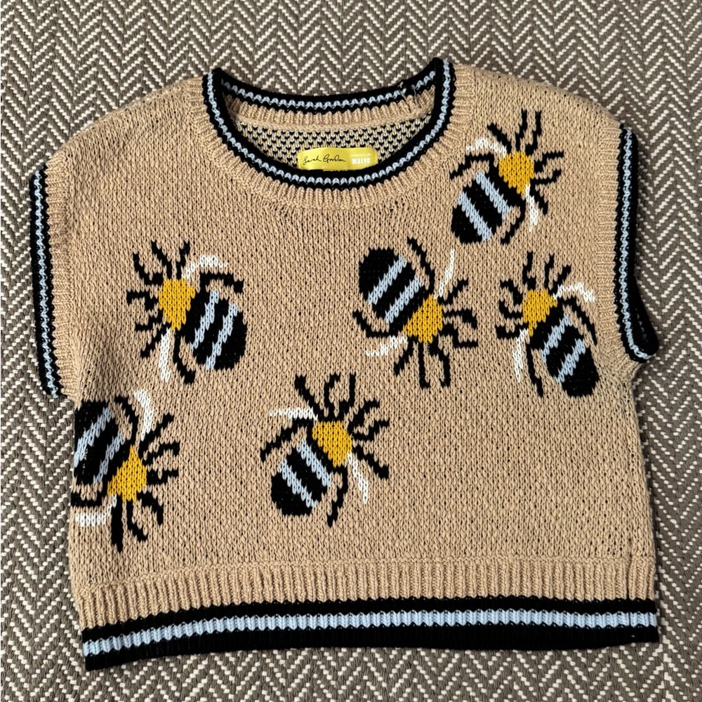 Anthropologie Sarah Gordon for Maeve Bee Patterned Tan Sweater